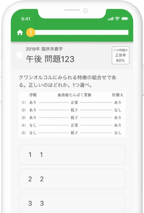 問題解答の画面